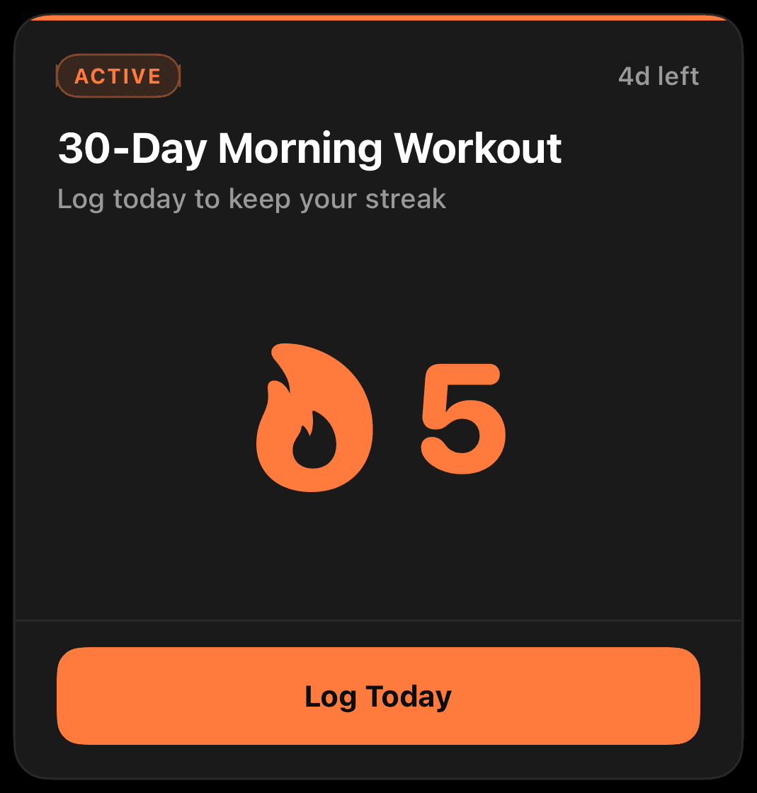 Active 30-day morning workout streak challenge